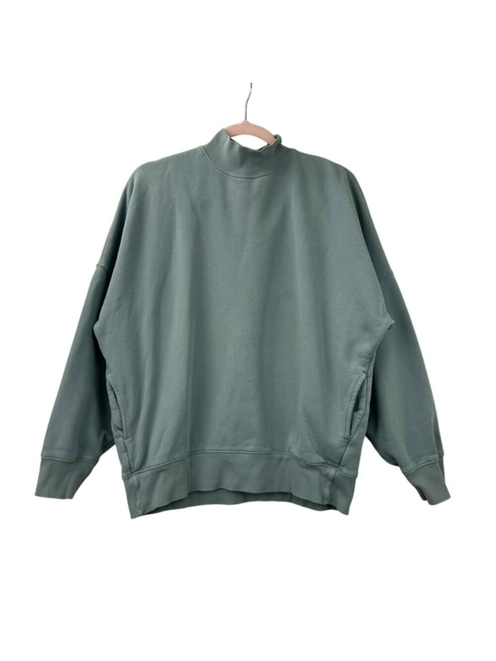 Aritzia Tna Sweatshirt Women's 2 Sage Green Oversized Fleece Mock Neck Pullover